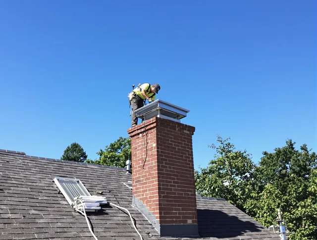 Doral Chimney Sweep technician measuring a chimney cap in Doral, FL