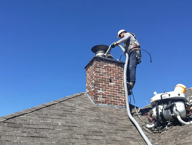 Dedicated Doral Chimney Sweep team member cleaning a chimney in Doral, FL
