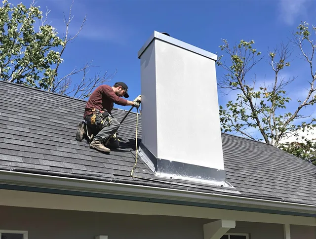 Doral Chimney Sweep team member finishing chimney construction in Doral, FL