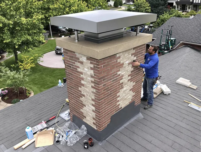 Doral Chimney Sweep team working on a custom chimney remodel in Doral, FL