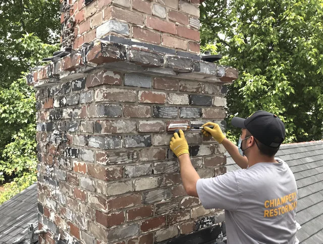 In-progress chimney restoration by Doral Chimney Sweep in Doral, FL